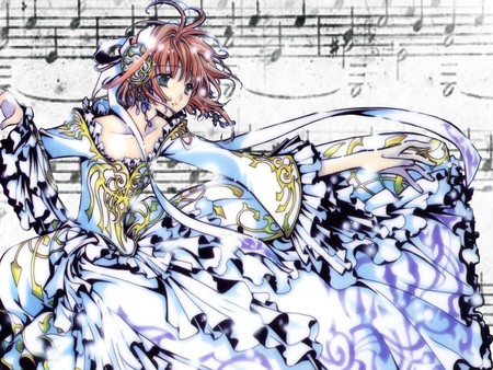 sakura  - pretty, music, sakura, dress, music notes