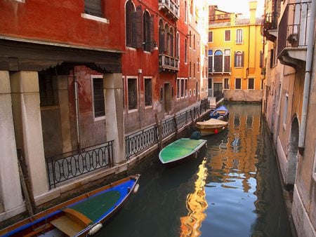 Colors of Venice - boats, colorful, water, canal, houses, italy