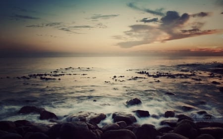 A Dreamy World - clouds, nature, beaches, ocean, rocks