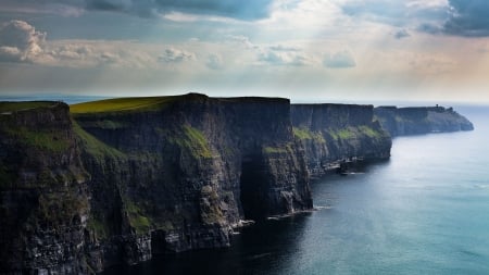 Coastal cliffs - cliffs, clouds, sea, coast