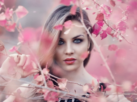 Alessandro Di Cicco - beauty, girl, pretty, pink, flowers, model, blonde