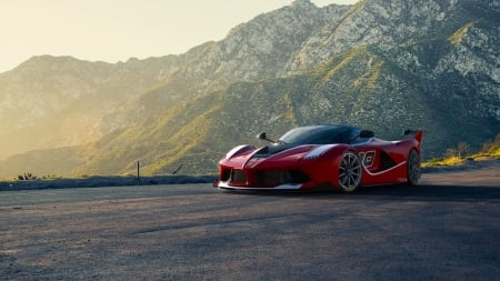 Ferrari-Fxx - supercar, ferrari, moutain, red