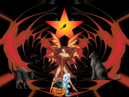 Halloween - fractal, abstract, collage, 3d, eye candy