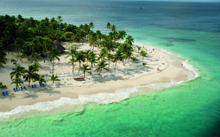 Las Terrenas - beaches, palm trees, ocean, beach, trees, islands, water, rocks, nature, oceans, las terrenas, dominican republic, island, sea, sand