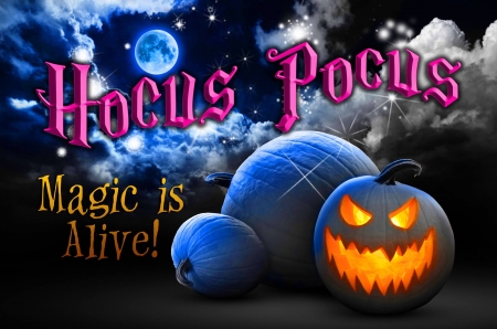 Hocus Pocus Magic - halloween, pumpkins, moon, jack o lantern, stars, clouds