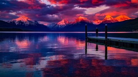 Purple lake - nature, mountains, sky, lake