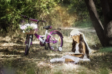 â¤ï¸ - flowers, girl, abstract, bike