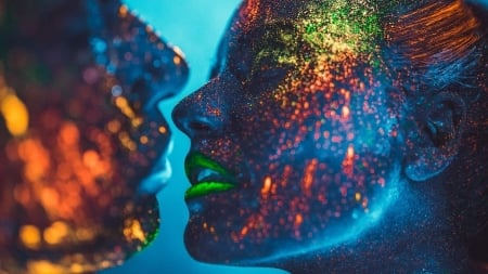 Kiss - Kiss, lips, face, glitter