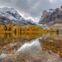 Clear Canadian Mountain Lake in Fall