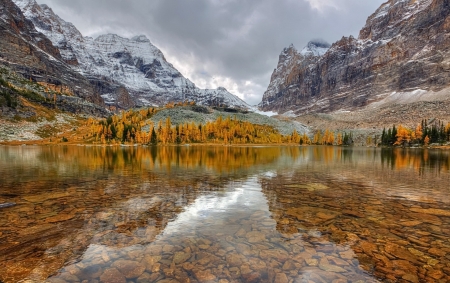 Clear Canadian Mountain Lake in Fall