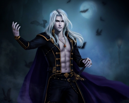 Vampire - vampire, fantasy, blue, zetsuai89, man, dark, luminos