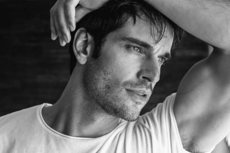 Daniel DiTomasso - black, actor, white, bw, Daniel DiTomasso, face, man