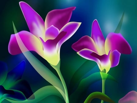 Flowers - neon, petal, abstract, flower