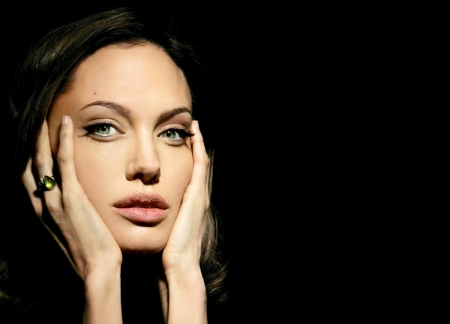 Angelina Jolie - angelina jolie, woman, face, actress, girl, hand, black