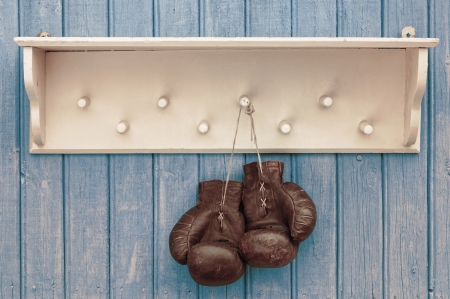 Box gloves - wood, white, box, blue, gloves