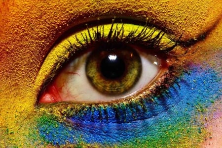 Eye - colorful, yellow, blue, green, eye, orange, texture