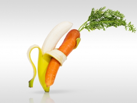 Tango - tango, vegetable, dance, banana, funny, fruit, yellow, green, carrot