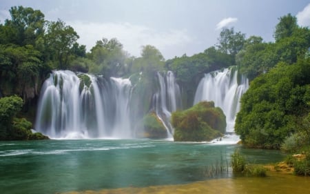 Waterfalls - nature, leaf, Waterfalls, tree