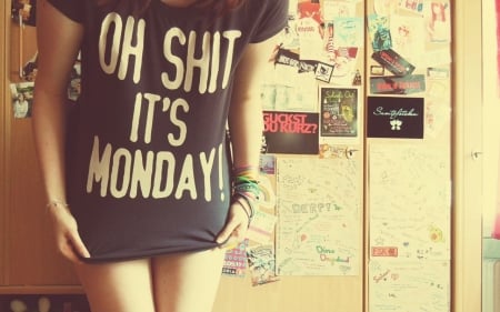 Model - shit, girl, monday, tshirt