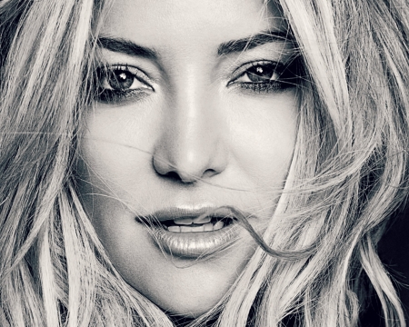 Kate Hudson - woman, beauty, actress, girl, bw, black, face, white, kate hudson, blonde