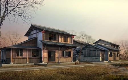 Log House - architecture, modern, home, house, log