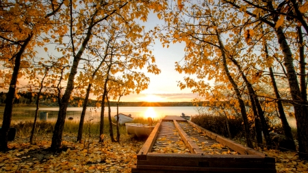 Lake Sunset - nature, lake, autumn, sunset