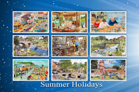 Summer Holidays - grandad, river, seaside, summer, transit, bridge, fair