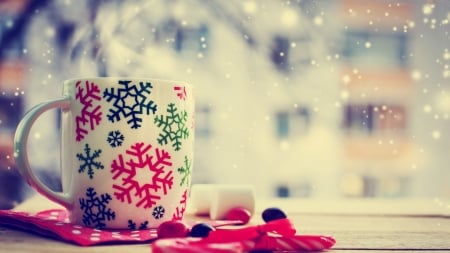 Waiting for Christmas ... - abstract, window, christmas, cup