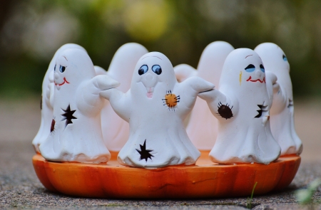 Happy Ghosts - halloween, nice, art, pumpkin, ghosts, decor, happy