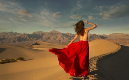 Model - women, desert, red, Model