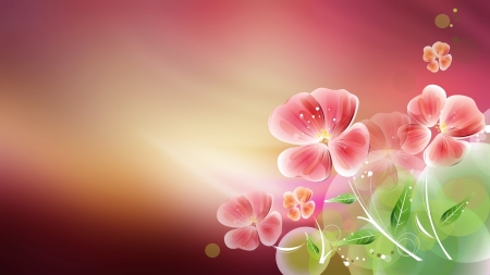 Flowers - abstract, flowers, light, pink