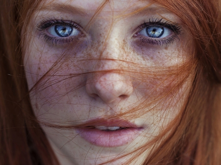 Redhead with freckles - beauty, Redhead, model, freckles