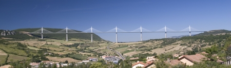 Millau Viaduct Bridge - millau viaduct bridge, cable stayed, photography, wide shot, france, panoramic, wide, architecture, bridge