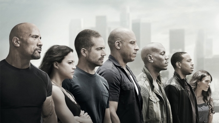 Furious 7 (2015) - Michelle Rodriquez, actors, Paul Walker, Vin Diesel, film, Furious 7, Ludacris, 2015, Tyreese Gibson, movie, The Rock, action, Dwayne Johnson