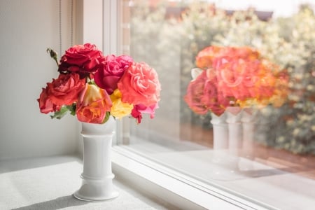 Still Life - flowers, vase, still life, window