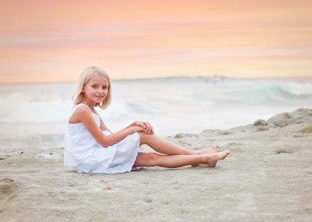 little girl - princess, people, sunset, belle, sightly, white, face, childhood, fair, little, bonny, lying, adorable, wallpaper, child, set, beautiful, pink, sweet, feet, sea, nice, beauty, sky, beach, photography, pretty, baby, cute, kid, girl, dainty, summer, lovely, pure, comely, desktopnexus, blonde