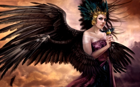 Fantasy Angel - pretty, fantasy, angel, bird