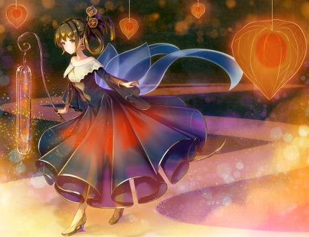 Middle night - manga, anime, autumn, girl, geroro, princess, orange