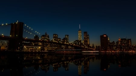 New York City - Brooklyn Heights - new york city, brooklyn bridge, manhattan, night, brooklyn, architecture