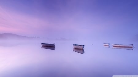 Calm Before The Storm - lakes, nature, boats, violet