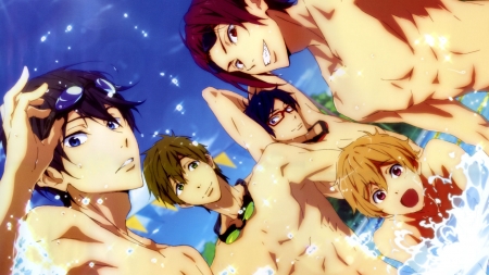 Free! Iwatobi Swim Club - male, makoto tachibana, nagisa hazuki, rin matsuoka, rei ryugazaki, anime boys, haruka nanase, free iwatobi swim club, anime, pool, cute