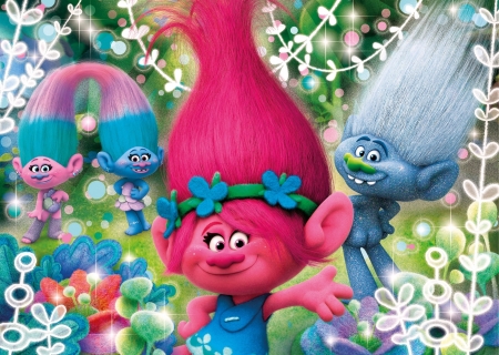 Trolls 2016 - animation, trolls, fantasy, blue, movie, pink