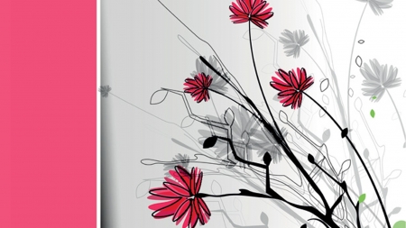 Wall Decor - summer, pink, flowers, wild flowers, shadows, floral, firefox persona theme