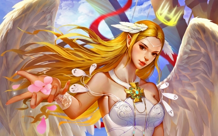 A Gift of Peace - elf, fantasy, magic, blonde, angel