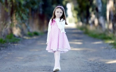 little girl - dainty, pretty, pink, pure, child, fair, Walk, face, nice, bonny, kid, childhood, beauty, baby, Hair, Belle, comely, white, green, cute, wallpaper, people, blonde, DesktopNexus, sightly, beautiful, photography, girl, lovely, sweet, tree, street, little, adorable, Standing