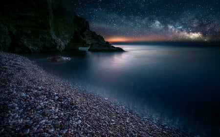 Upcoming Storm - beach, cliff, sunset, sea, coast