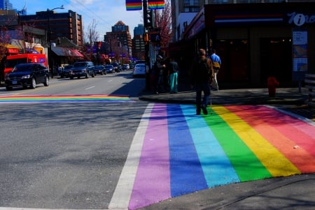 Crossing in Vancouver - street, crossing, Vancouver, crosswalk