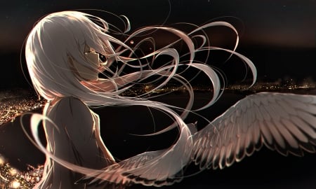 Ia - anime, vocaloid, rerubixi, girl, angel, black, manga, ia, wings