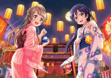 Love Live! - Cute, Kimono, Beautiful, Anime girls, Umi Sonoda, Love live, Kawaii, Anime, Kotori Minami, Live live school idol project