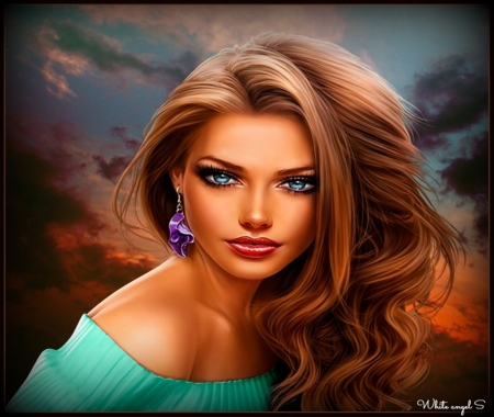 Lady - face, fantasy, woman, eyes